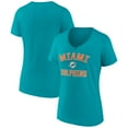 thumbnail image 1 of Women's Aqua Miami Dolphins Victory Arch Team V-Neck T-Shirt, 1 of 3