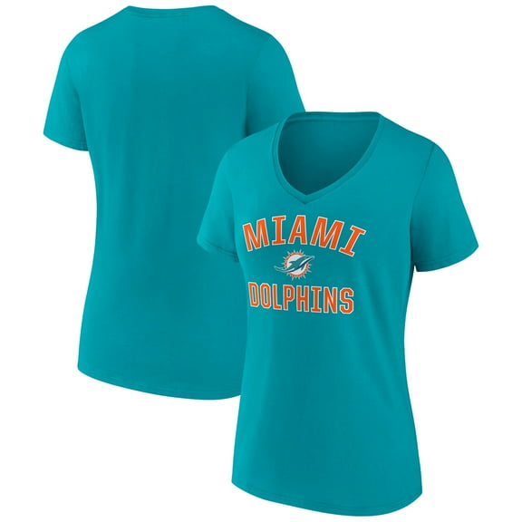 Women's Aqua Miami Dolphins Victory Arch Team V-Neck T-Shirt