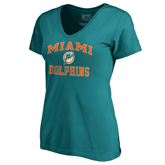 Women's Aqua Miami Dolphins Vintage Collection Victory Arch V-Neck T-Shirt