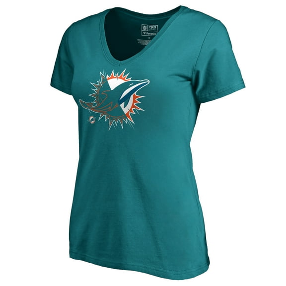 Women's Aqua Miami Dolphins X-Ray Slim Fit V-Neck T-Shirt