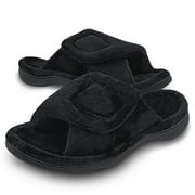 GIT-UP Women's Arch Support Diabetic Slippers Memory Foam House Shoes Orthotic Heel Cup Arthritis Edema Slippers with Adjustable Strap, Black 6.5/7.5