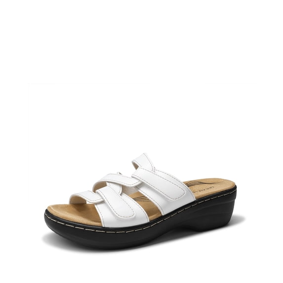 Women's Arch Support Slides - Adjustable Straps & Comfortable Wedge Heel, Soft Faux Suede Lining
