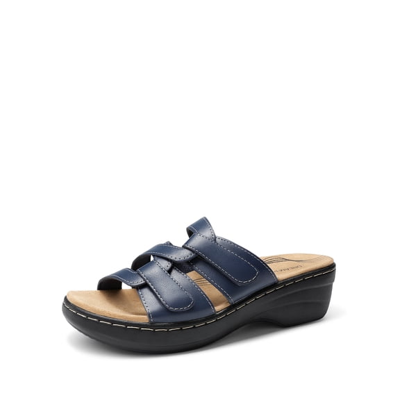 Women's Arch Support Slides - Adjustable Straps & Comfortable Wedge Heel, Soft Faux Suede Lining