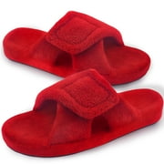 Womens Arch Support Slippers Memory Foam Orthotic Heel Cup Arthritis Edema House Shoes with Velcro Closure, Red 8