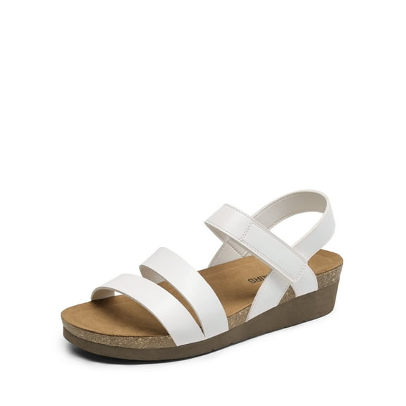 Women's Arch Support Wedge Sandals with Adjustable Strap and Cork Latex Footbed