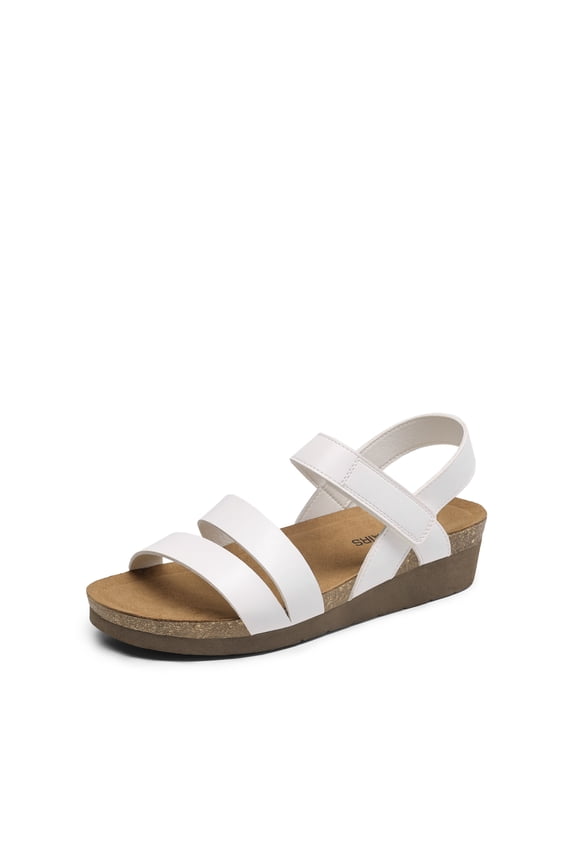Women's Arch Support Wedge Sandals with Adjustable Strap and Cork Latex Footbed