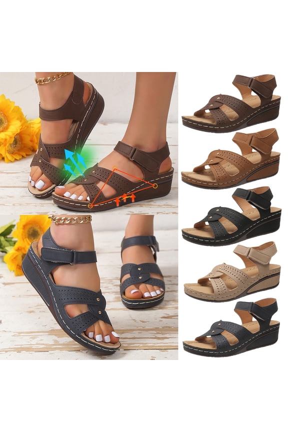 Women's Arch-support Sandals Shoes Ladies Beach Orthopedic Sandals Summer Non-Slip Causal Sandals Beige qILAKOG Size 6