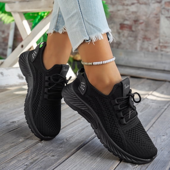 Women's Arch-support Walking Shoes, Breathable Mesh Running Sneakers with Slip Resistant Sole and Cushioning, Lightweight Comfortable Walking Shoes for Gym Work
