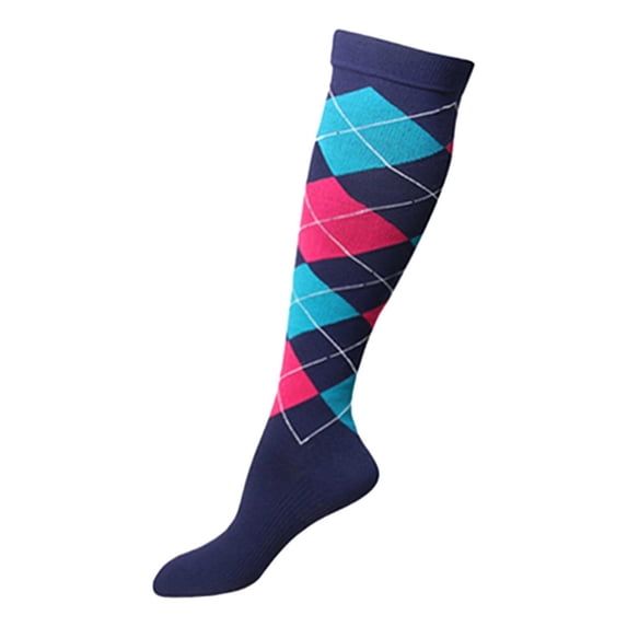Women's Argyle Socks Colorful Knee High Stockings Patterned Stretch Knit Travel Comfort Support Sock