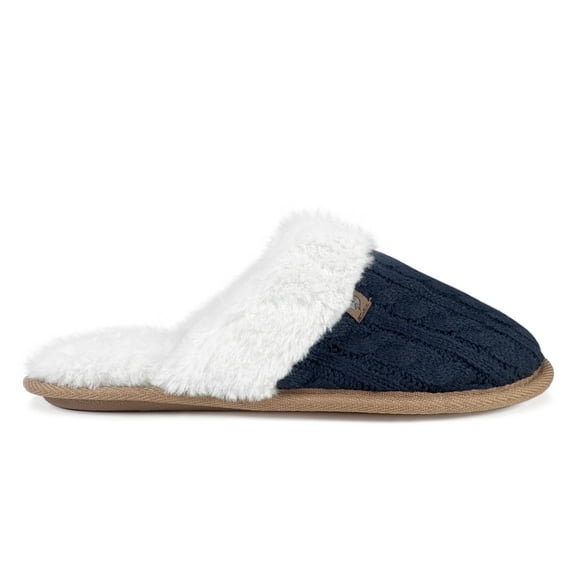 Women's Aria Cable Knit Faux Fur lined Scuff Slippers
