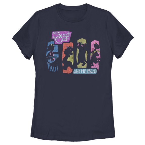 Women's Aristocats Distressed Scat Cat and His Band Graphic Tee Navy Blue Small