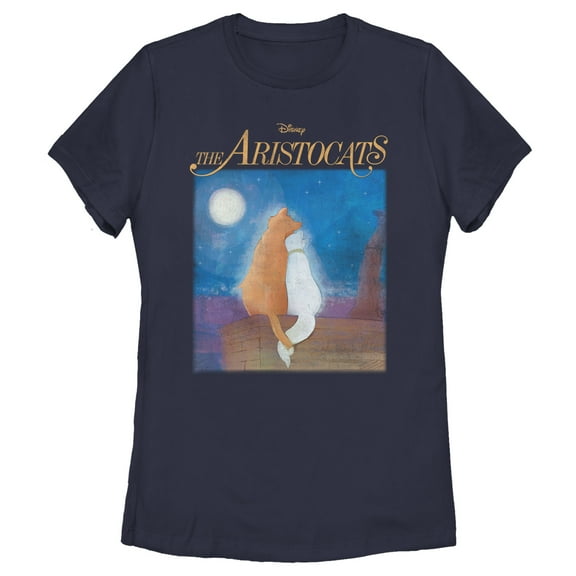 Women's Aristocats Duchess and O'Malley Night Sky Graphic Tee Navy Blue Medium