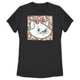 thumbnail image 1 of Women's Aristocats Marie In A Bed Of Flowers Cuteness Stare Graphic Tee Black 2X Large, 1 of 4