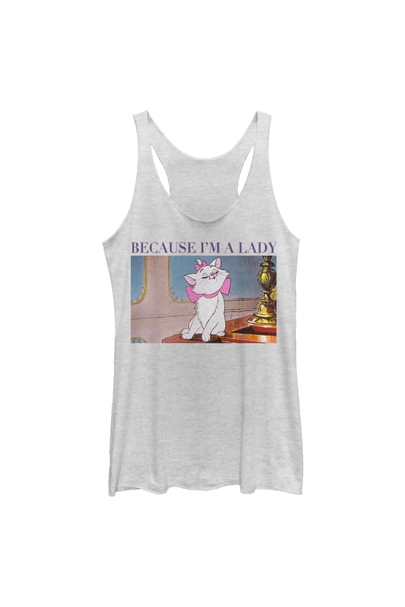 Women's Aristocats Marie Photo Because I'm a Lady Racerback Tank Top White Heather Medium