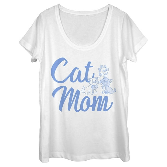 Women's Aristocats Mother's Day Cat Mom Kittens Scoop Neck White 2X Large