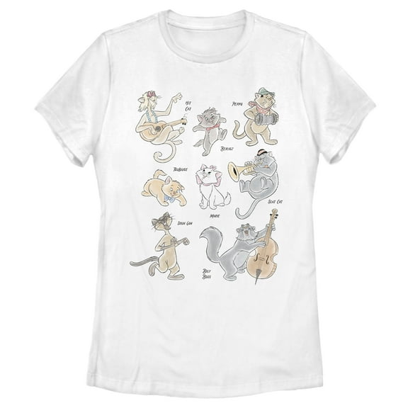 Women's Aristocats The Whole Cat Crew  Graphic Tee White 2X Large