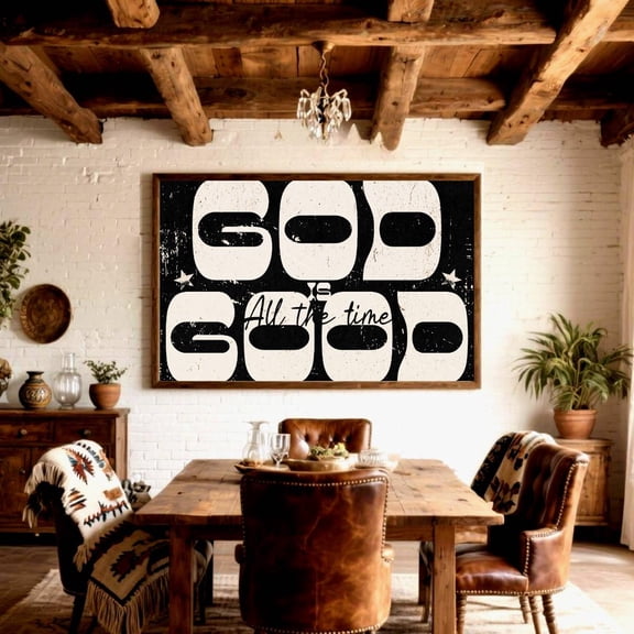 (Unframed) God is Good Print, Western Christian Artwork, Bible Verse Scripture Wall Art, Religious Home Decor, Black White Prayer room art
