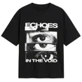 thumbnail image 1 of Women's Artistic Eye Graphic T‑Shirt, Echoes In The Void Retro Glitch‑Art Crew Neck Short‑Sleeve Tee, Casual Streetwear Cotton Apparel for Women Black, 1 of 6
