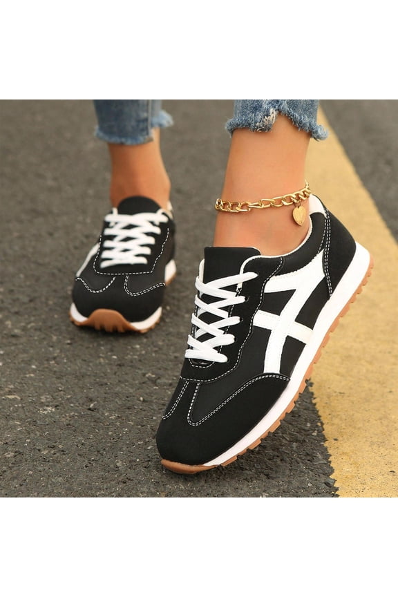 Women's Artistic Patchwork Design Sneakers - Light Support Sports Shoes for Comfort and Style 2026