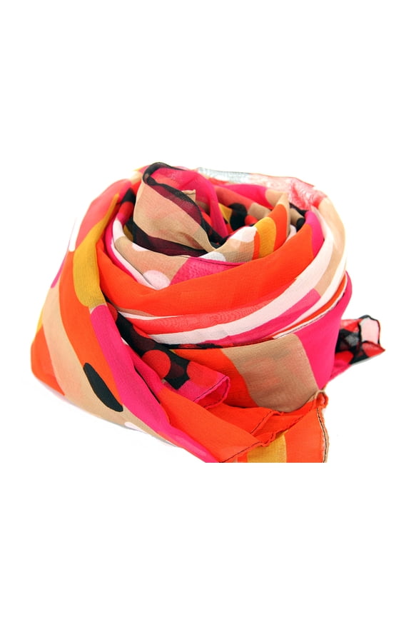 Women's Artistic Stripes & Dots Polyester Scarf Pink/Fuchsia Scarf Wrap 60 x 70 inches