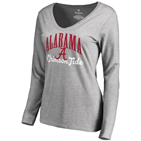 Women's Ash Alabama Crimson Tide Victory Script Long Sleeve T-Shirt