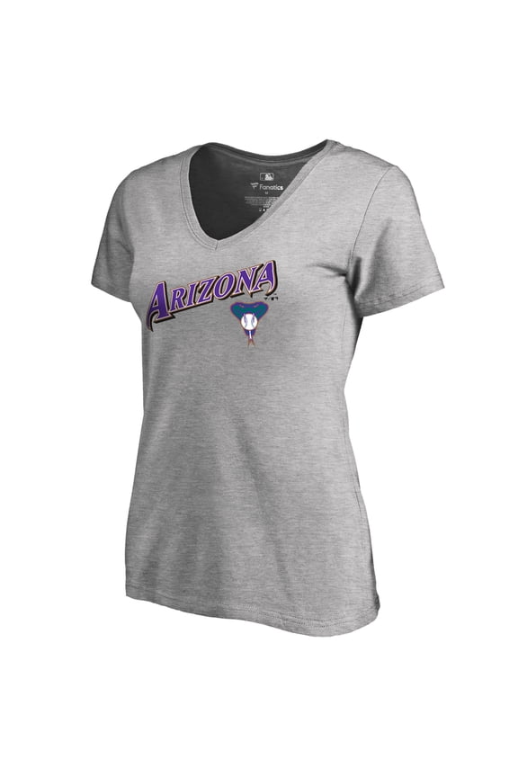 Women's Heather Gray Arizona Diamondbacks Core Wahconah V-Neck T-Shirt