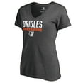 thumbnail image 1 of Women's Ash Baltimore Orioles Win Stripe V-Neck T-Shirt, 1 of 3