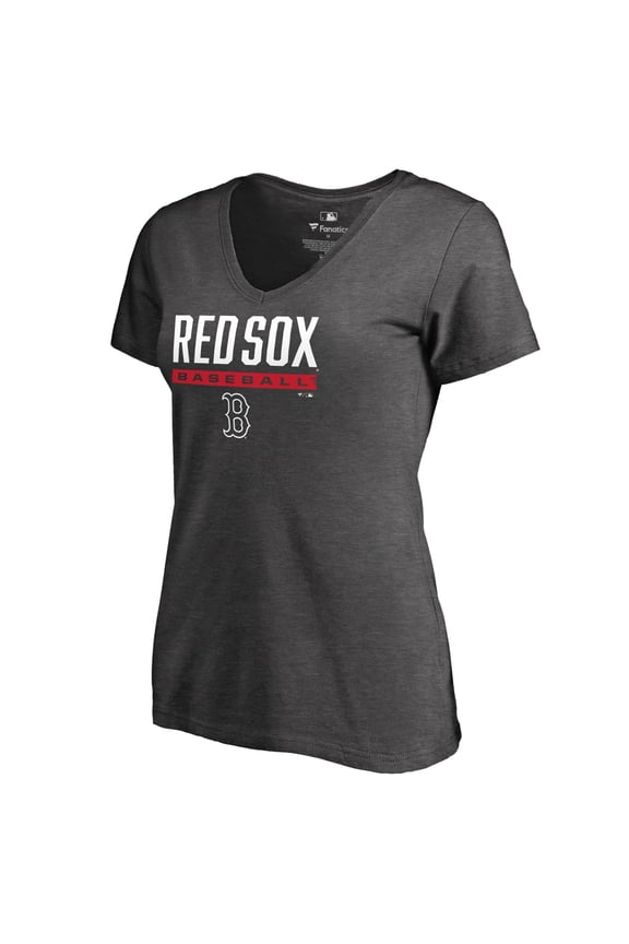 Women's Ash Boston Red Sox Win Stripe V-Neck T-Shirt