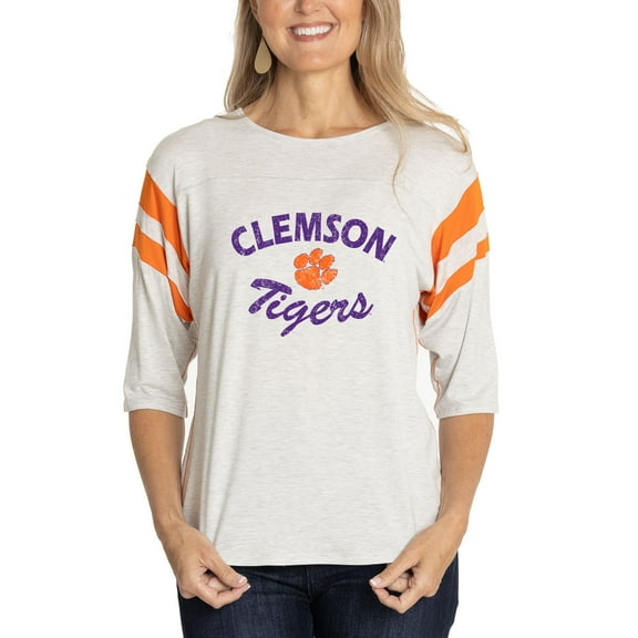 Women's  Ash Clemson Tigers Sabrina 3/4-Sleeve Jersey T-Shirt