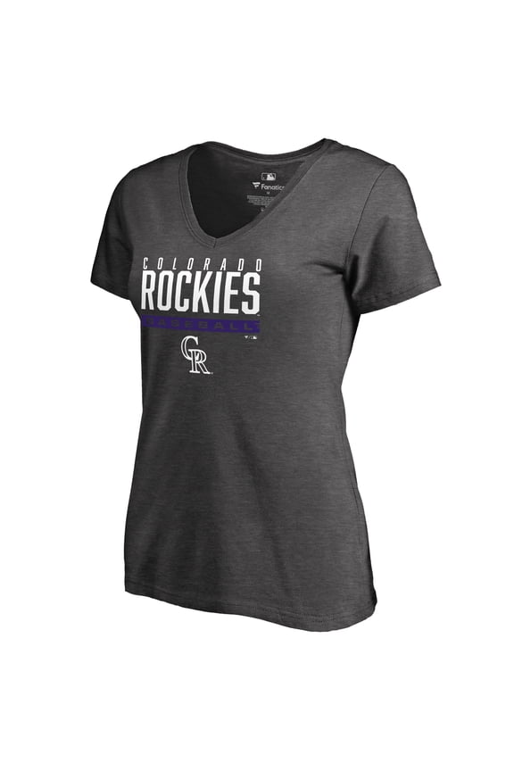 Women's Ash Colorado Rockies Win Stripe V-Neck T-Shirt