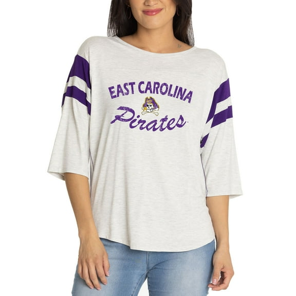 Women's  Ash ECU Pirates Sabrina 3/4-Sleeve Jersey T-Shirt