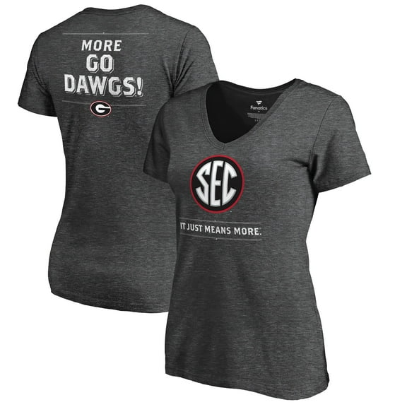 Women's Ash Georgia Bulldogs SEC Means More Slim Fit V-Neck T-Shirt
