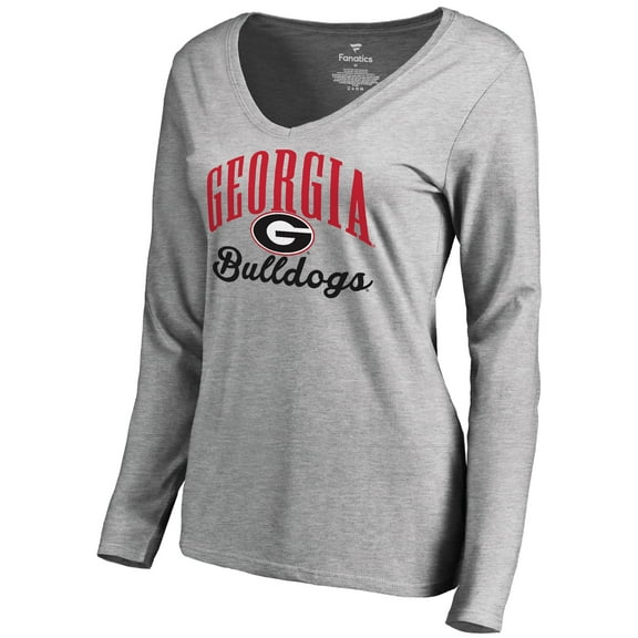 Women's Ash Georgia Bulldogs Victory Script Long Sleeve T-Shirt