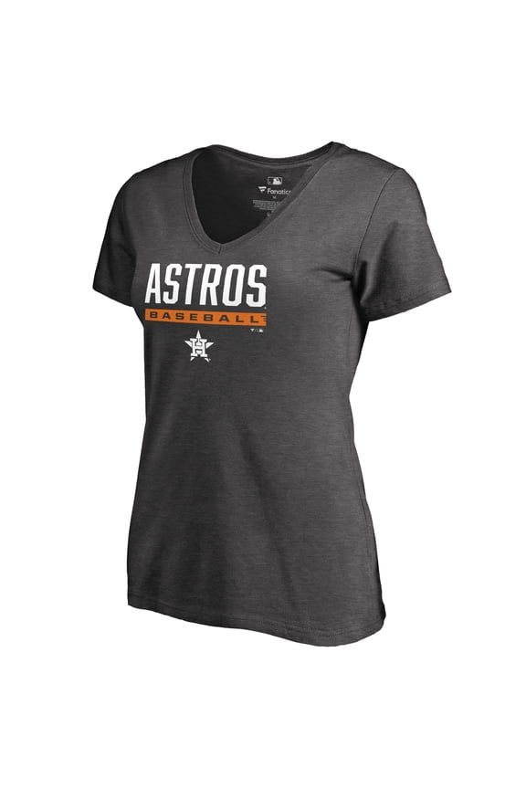 Women's Ash Houston Astros Win Stripe V-Neck T-Shirt