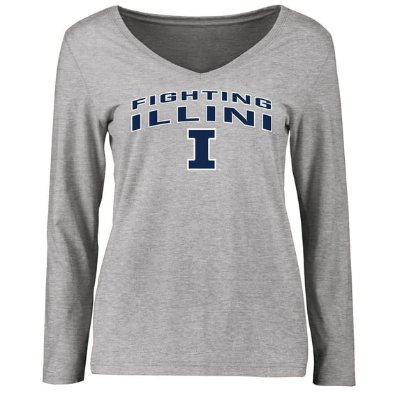 Women's Ash Illinois Fighting Illini Proud Mascot Long Sleeve T-Shirt
