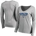 thumbnail image 1 of Women's Ash Indianapolis Colts Iconic Collection Script Assist Long Sleeve V-Neck T-Shirt, 1 of 3