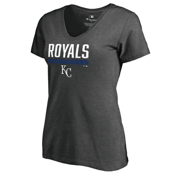Women's Ash Kansas City Royals Win Stripe V-Neck T-Shirt
