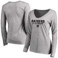 thumbnail image 1 of Women's Ash Las Vegas Raiders Iconic Collection Script Assist Long Sleeve V-Neck T-Shirt, 1 of 3