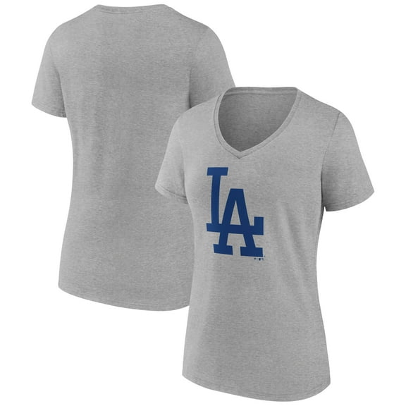 Women's Ash Los Angeles Dodgers Secondary Color Primary Logo T-Shirt