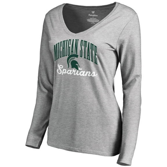 Women's Ash Michigan State Spartans Victory Script Long Sleeve T-Shirt