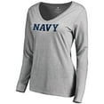 thumbnail image 1 of Women's Ash Navy Midshipmen Military Wordmark Long Sleeve T-Shirt, 1 of 3