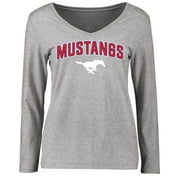 Women's Ash SMU Mustangs Proud Mascot Long Sleeve T-Shirt