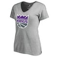 thumbnail image 1 of Women's Ash Sacramento Kings Primary Logo V-Neck T-Shirt, 1 of 3