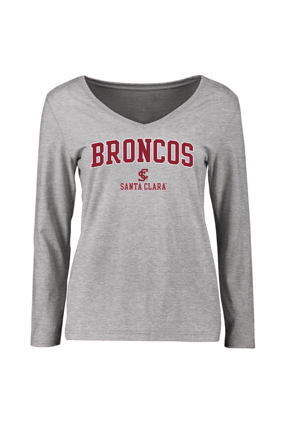 Women's Ash Santa Clara Broncos Proud Mascot Long Sleeve T-Shirt