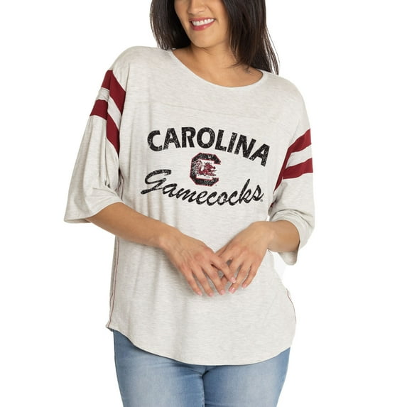 Women's Ash South Carolina Gamecocks Sabrina 3/4-Sleeve Jersey T-Shirt