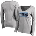 thumbnail image 1 of Women's Ash Tennessee Titans Iconic Collection On Side Stripe Long Sleeve V-Neck T-Shirt, 1 of 3