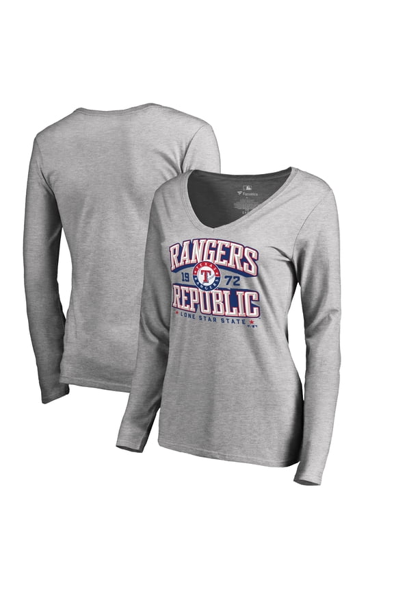 Women's Ash Texas Rangers Rangers Republic Hometown Long Sleeve T-Shirt