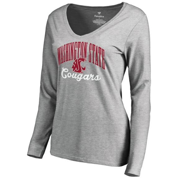 Women's Ash Washington State Cougars Victory Script Long Sleeve T-Shirt