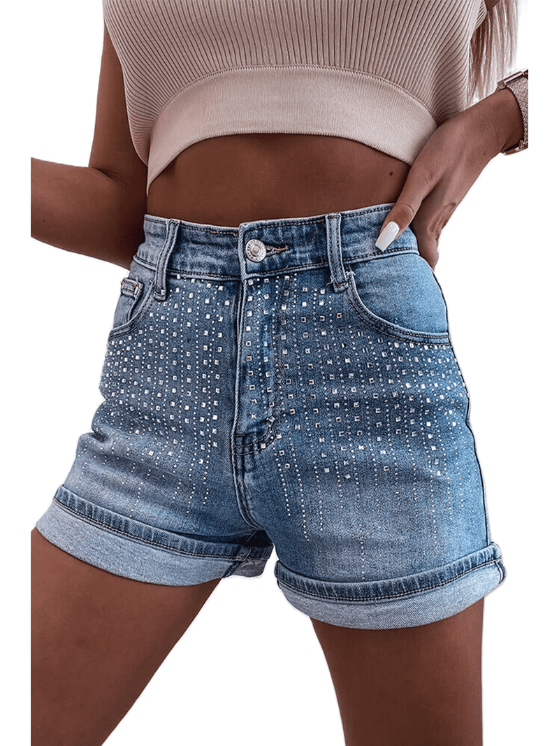 Women's Ashleigh Blue Rhinestone Embellished Denim Shorts