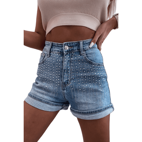 Women's Ashleigh Blue Rhinestone Embellished Denim Shorts